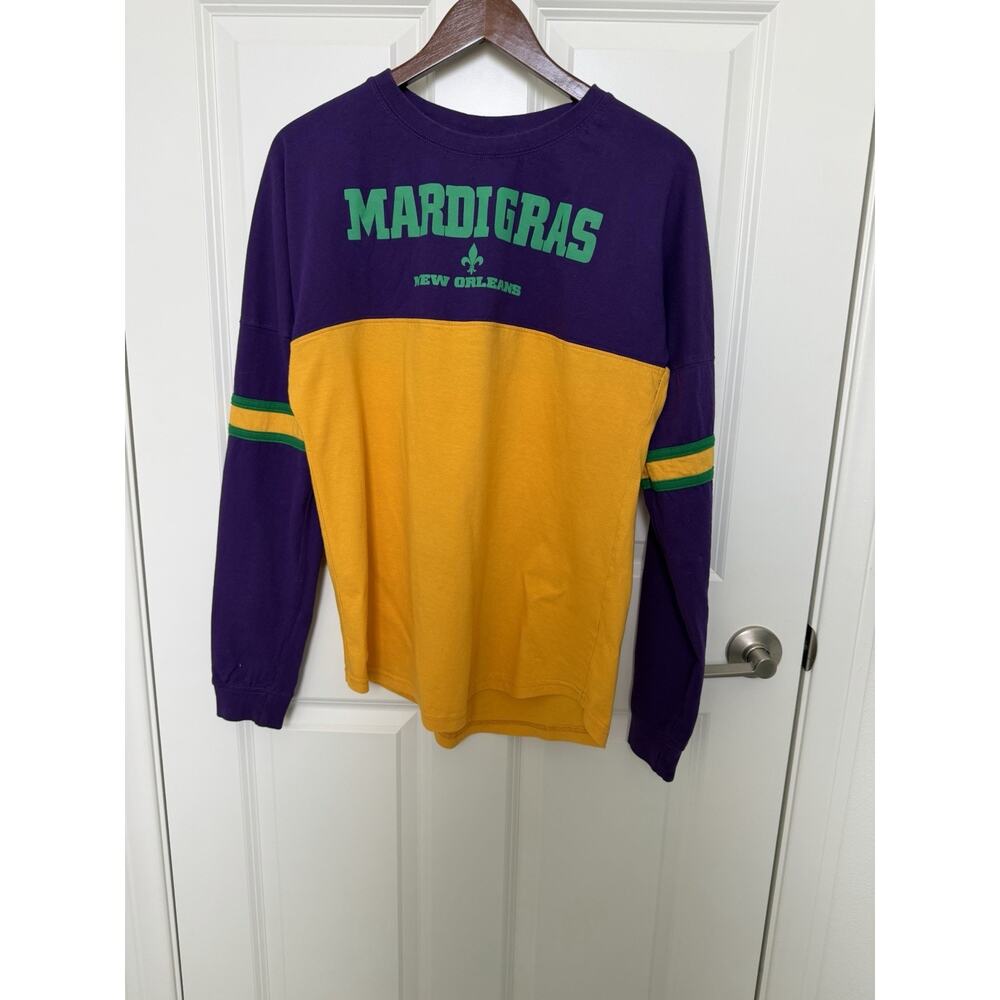MARDI GRAS NEW ORLEANS Varsity Colorblock T-Shirt Size Adult Medium